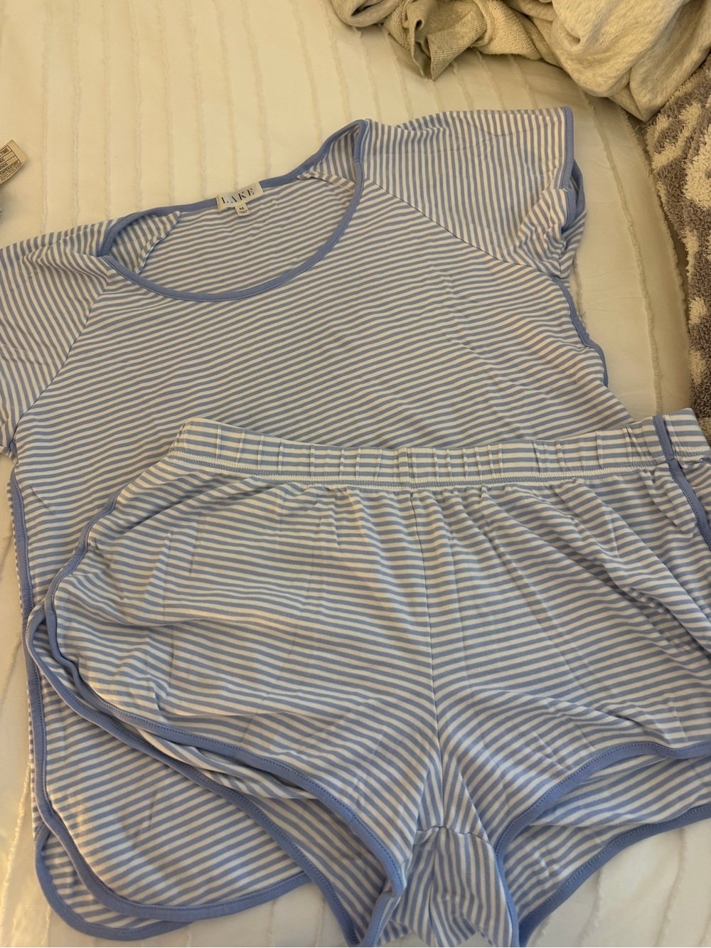 LAKE Women's Blue & White Striped Short Pajama Set